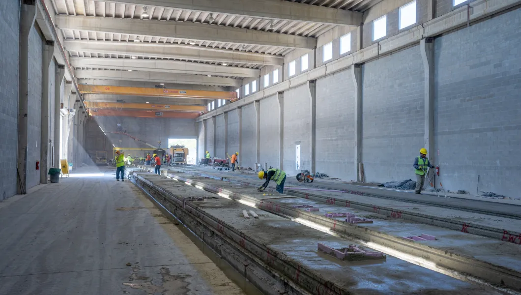 PCI Certified manufacturing plant for hollow core precast concrete slabs.